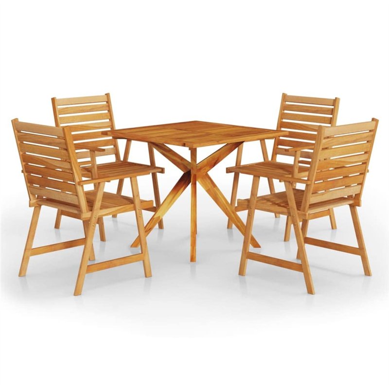 vidaXL Ensemble de Salle à Manger de Jardin 5 pcs Mobilier à Dîner de Patio Table et Chaises de Repas de Terrasse Extérieur Bois