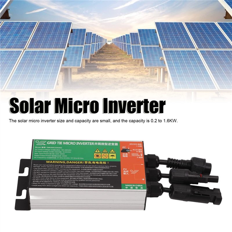 Image secondaire de Micro-onduleur Solaire 600W 230V Micro-onduleur Solaire étanche MPPT Onde Sinusoïdale Pure DC 18-50V Entrée Solaire Sortie AC 18
