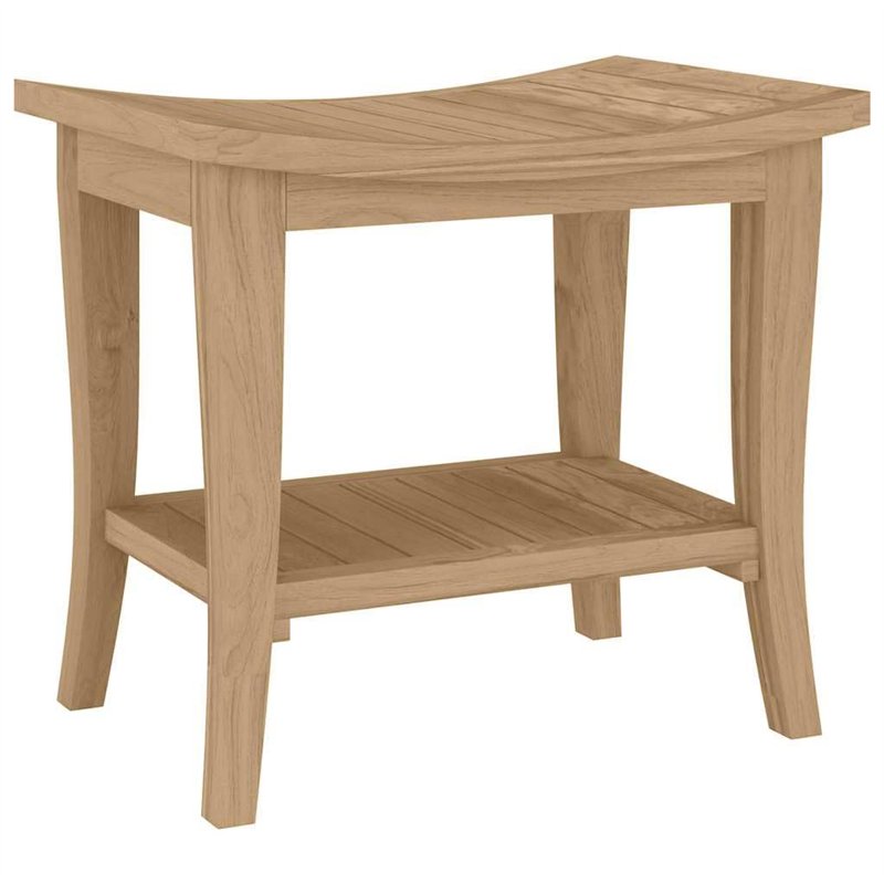vidaXL Table d'Appoint de Salle de Bain, Table Basse avec Étagère, Meuble de Rangement Toilette Maison Intérieur, Bois de Teck S