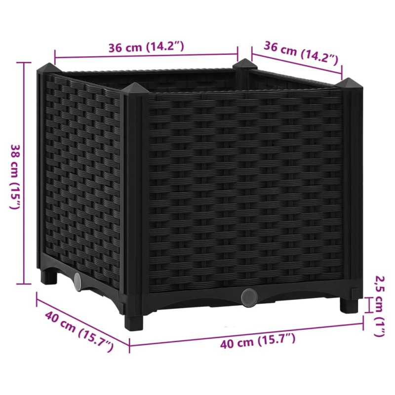 Image secondaire de vidaXL Jardinière Surélevée en Polypropylène 39,9 x 39,9 x 38,1 cm