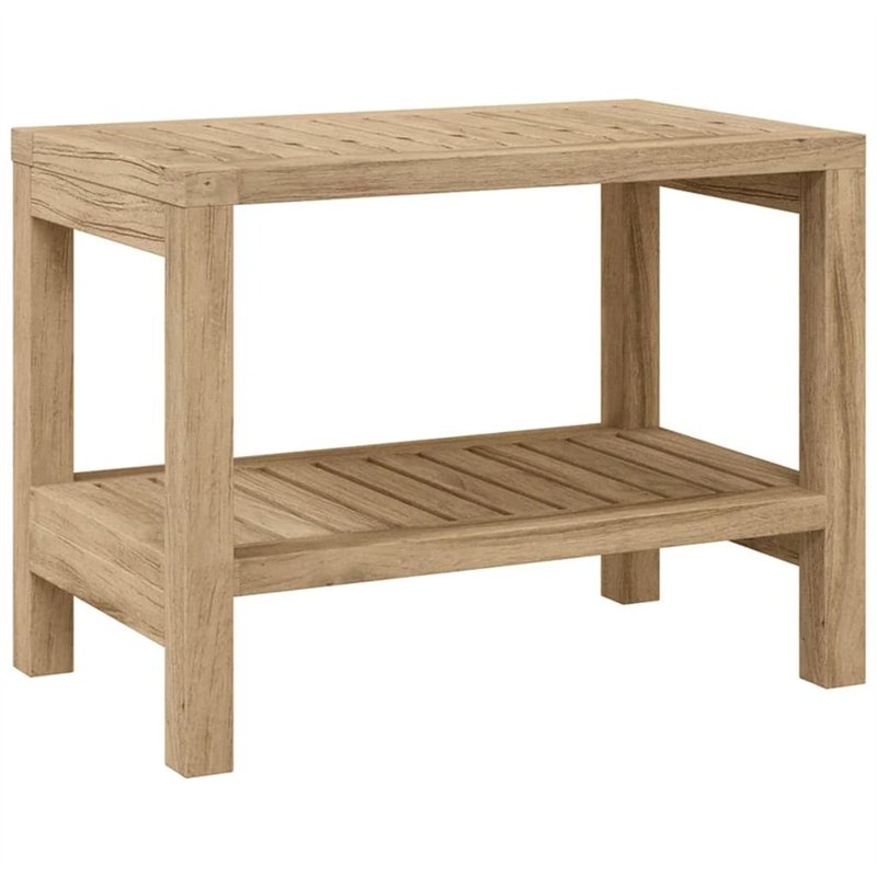 vidaXL Table d'Appoint de Salle de Bain, Table Basse avec Étagère, Meuble de Rangement Toilette Maison Intérieur, Bois de Teck S