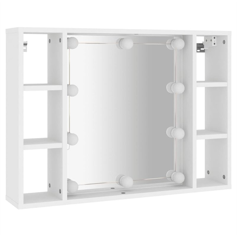 vidaXL Armoire à Miroir avec LED Armoire Murale Armoire de Salle de Bain Meuble de Rangement Armoire de Rangement Blanc 76x15x55