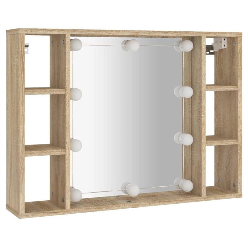 vidaXL Mobile a Specchio con LED Rovere Sonoma 76x15x55 cm