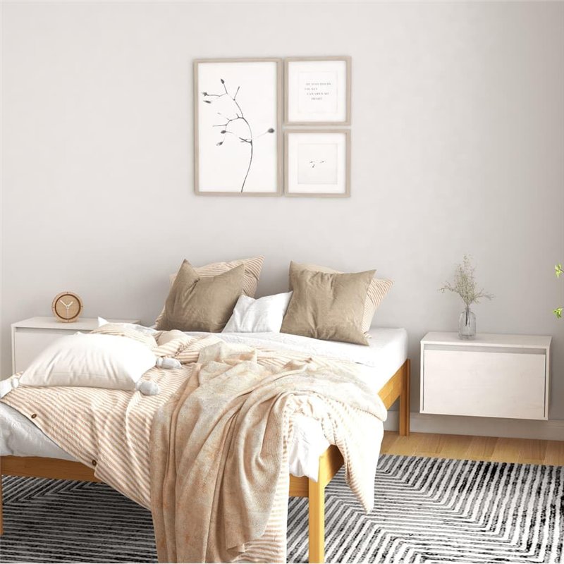 Image secondaire de Armoires murales 2 pcs Blanc 60x30x35 cm Bois de pin massif