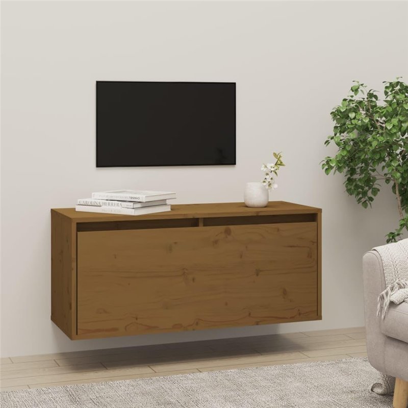 Image secondaire de vidaXL Pensile Marrone Miele 80x30x35 cm in Legno Massello di Pino