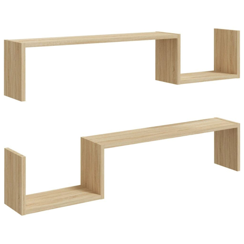 vidaXL Mensole a Muro 2 pz Rovere Sonoma 100x15x20 cm Truciolato