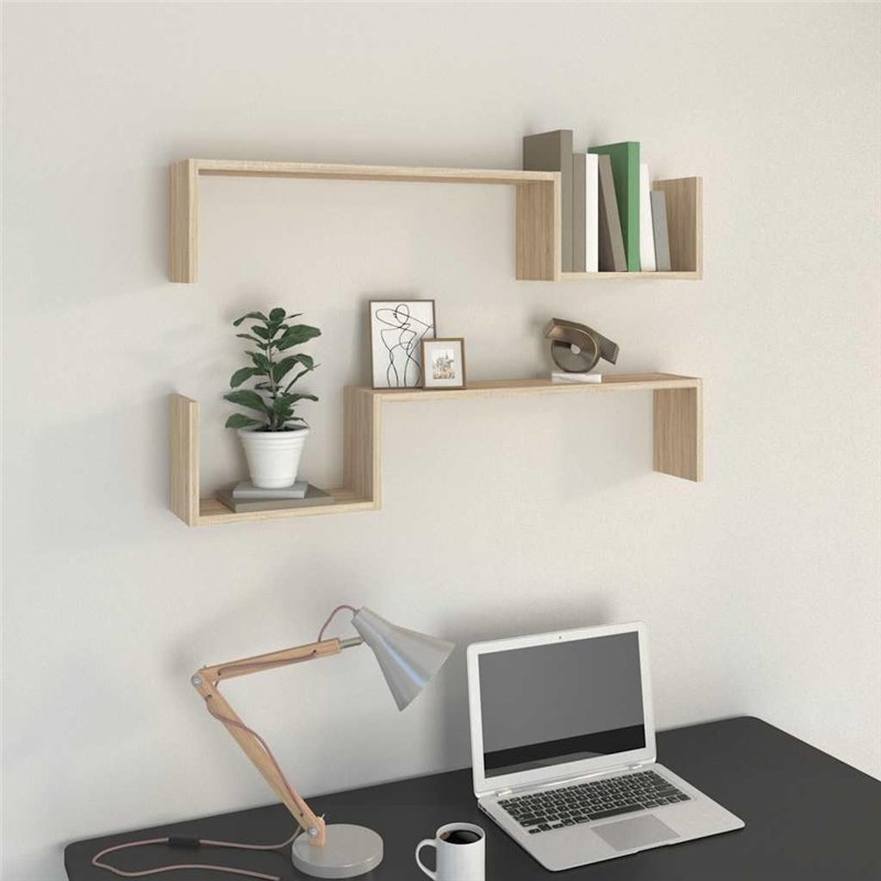 Image secondaire de vidaXL Mensole a Muro 2 pz Rovere Sonoma 100x15x20 cm Truciolato