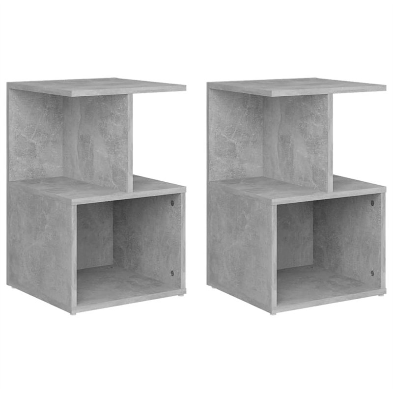 vidaXL Comodini 2 pz Grigio Cemento 35x35x55 cm in Truciolato