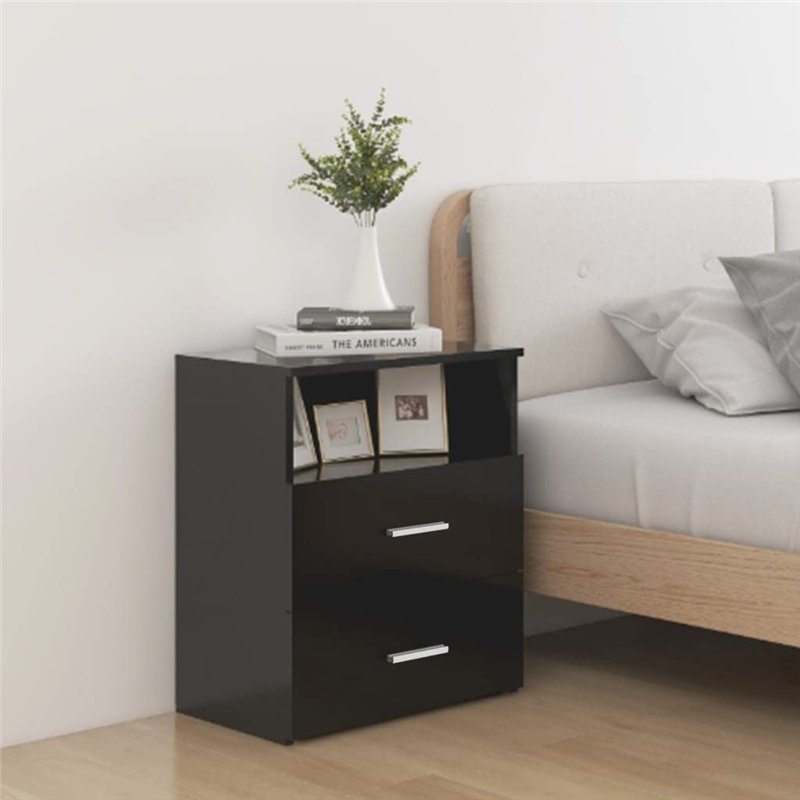 Image secondaire de Table de chevet Noir 50x32x60 cm