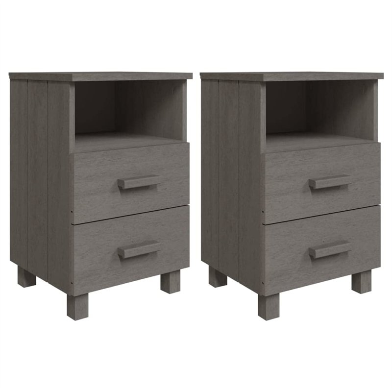 vidaXL Comodini HAMAR 2 pz Grigio Chiaro 40x35x62 cm Legno di Pino