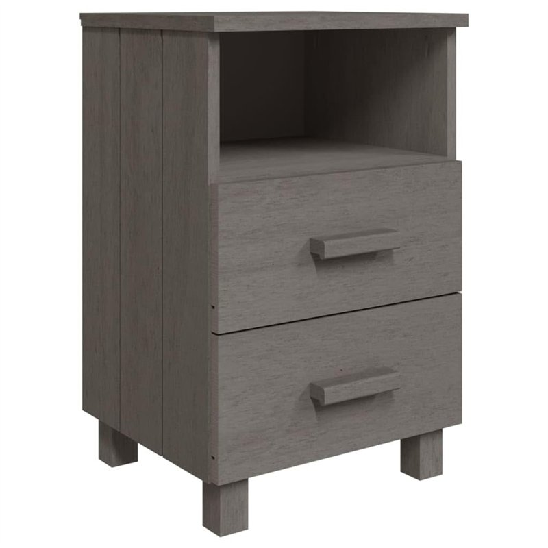 Image secondaire de vidaXL Comodini HAMAR 2 pz Grigio Chiaro 40x35x62 cm Legno di Pino