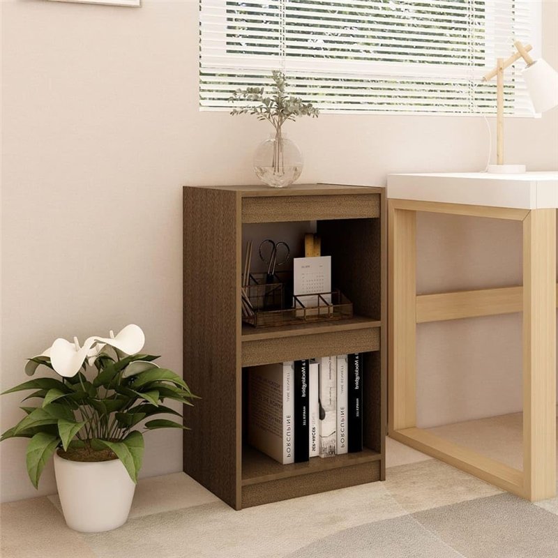 Image secondaire de Bibliothèque VidaXL Marron miel 40x30x71,5 cm Bois de pin massif Étagère murale simple Transitionnelle