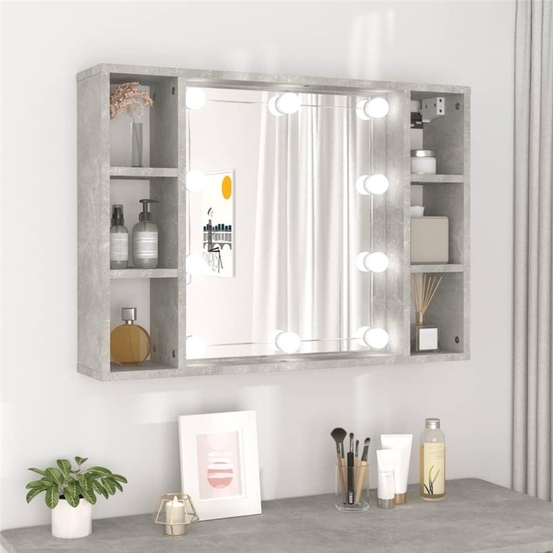 Image secondaire de Mobile a Specchio con LED Grigio Cemento 76x15x55 cm