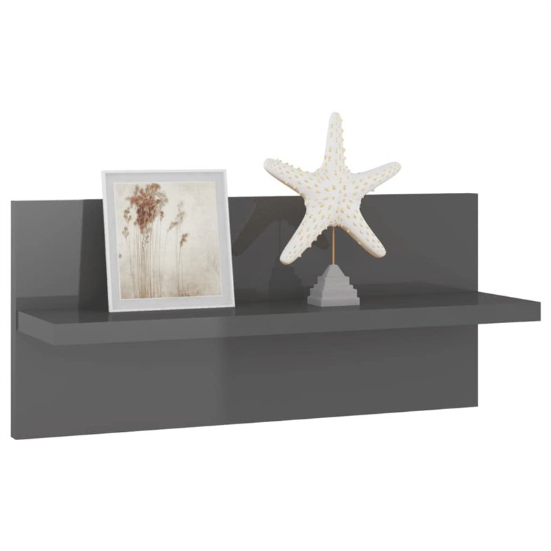 Image secondaire de Mensole a Muro 2 pz Grigio Lucido 40x11,5x18 cm