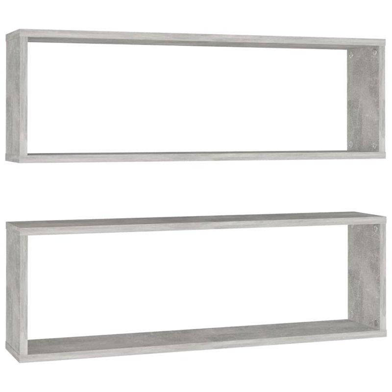 Étagères cube murales 2 pcs Gris béton 80x15x26,5 cm Aggloméré
