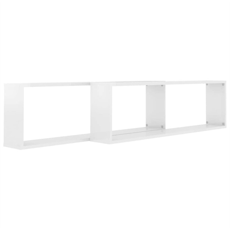 Image secondaire de Mensole Parete a Cubo 2 pz Bianco Lucido 100x15x30cm Truciolato