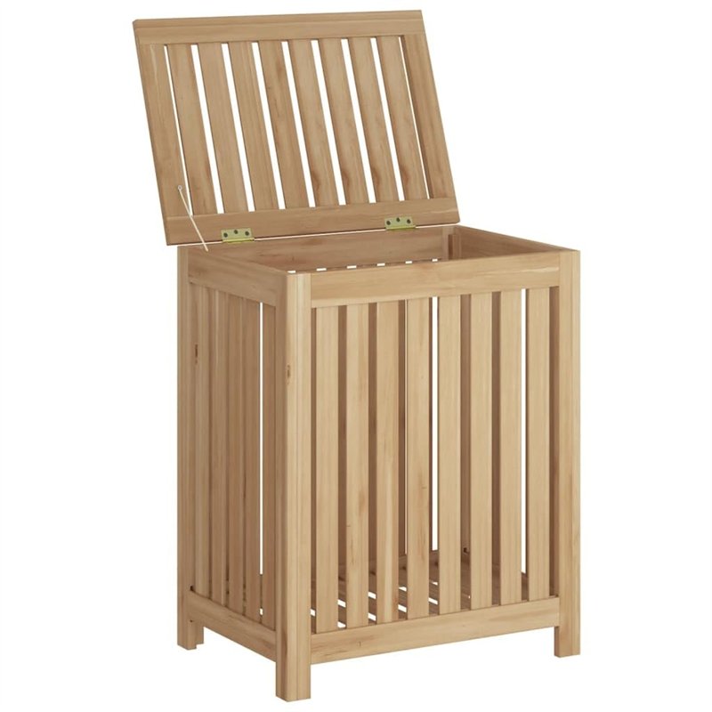 vidaXL Poubelle à linge 50 x 35 x 60 cm, bois de teck massif, finition rustique, grand rangement, design à lattes, robuste et du