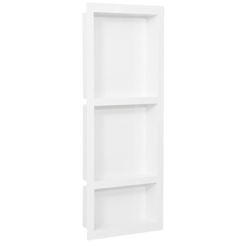 Niche de douche avec 3 compartiments Blanc brillant 41x99x9 cm