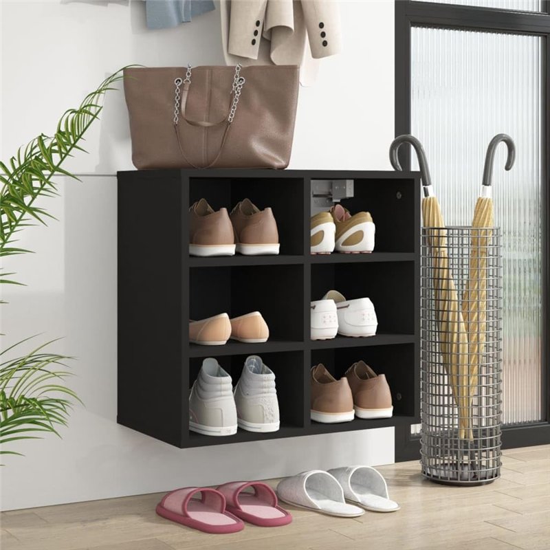 Image secondaire de vidaXL Armoire à Chaussures Noir 52,5x30x50 cm, Armoire de Rangement de Chaussures, Porte-Chaussures, Meuble à Chaussures, Suppo