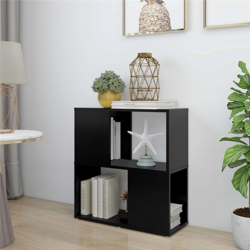 Image secondaire de vidaXL Bibliothèque Armoire à Livres Etagère à Livres Séparateur de Pièce Armoire de Bureau Salon Intérieur Noir 60x24x63 cm Agg