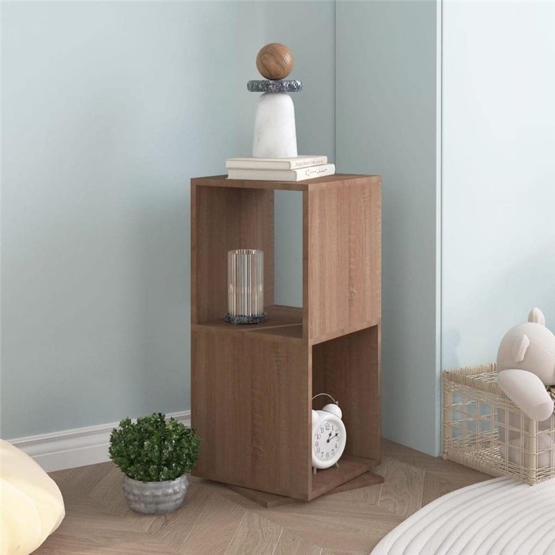 Image secondaire de vidaXL Armoire Rotative Etagère sur Pied Armoire Tournante Etagère Tournante Salon Salle de Séjour Maison Chêne Sonoma 34,5x34,5