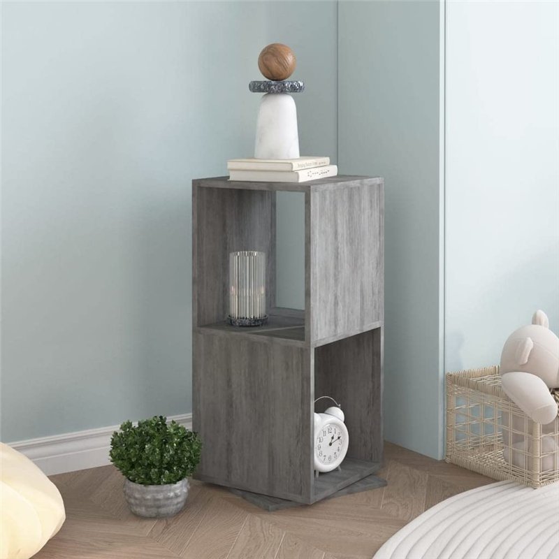 Image secondaire de vidaXL Armoire Rotative Etagère sur Pied Armoire Tournante Etagère Tournante Salon Salle de Séjour Maison Gris Béton 34,5x34,5x7