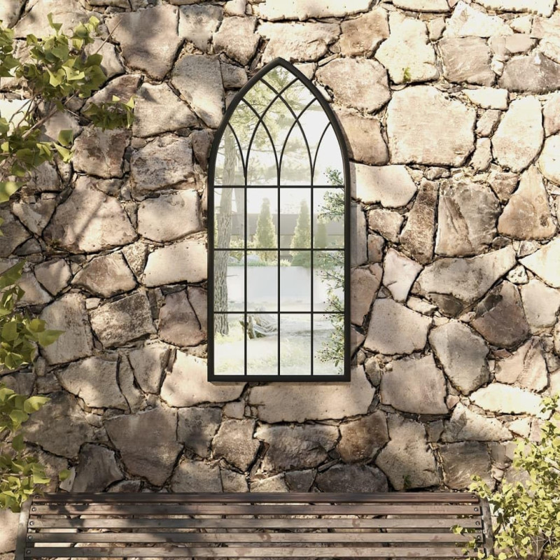 Image secondaire de Miroir de jardin Noir 100x45 cm Fer pour utilisation extérieure