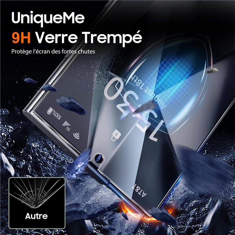 Image secondaire de UniqueMe 4 Pièces Verre Trempé pour Samsung Galaxy S24 Ultra Protection, 2 Pièces Protection Ecran 2 Pièces Verre Trempé Protect