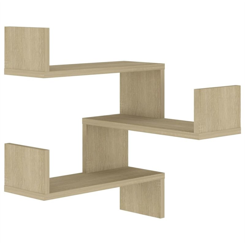 vidaXL Étagère d'angle murale en chêne sonoma, construction en bois d'ingénierie, rangement salon, chambre, cuisine, style scand