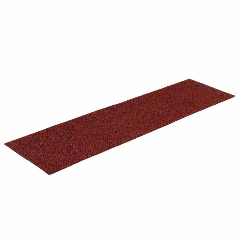 vidaXL Lot de 15 tapis d'escalier rectangulaires en tissu aiguilleté rouge, facile à installer, amortit le son, décoration d'int