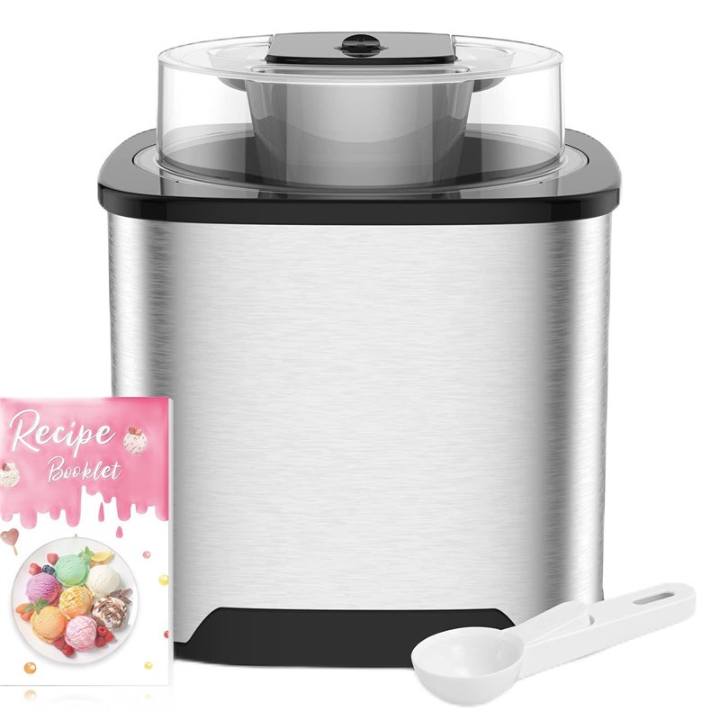Vpcok Direct Machine à crème glacée 2L pour crème glacée 12 W avec bouche sur le grand couvercle visible 220 V, machine à crème