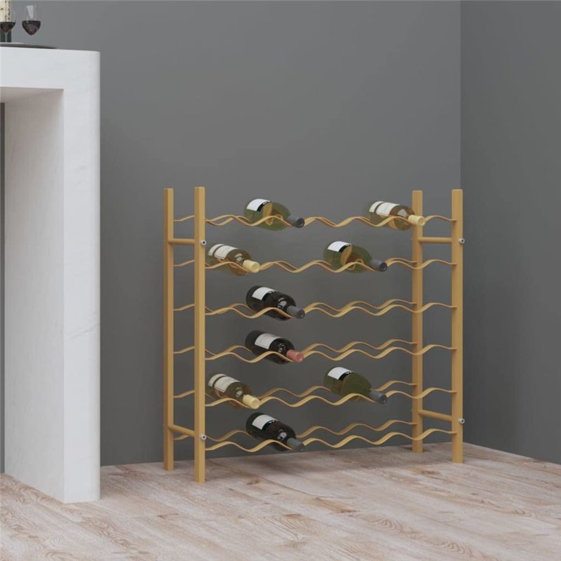 Image secondaire de vidaXL Casier à Bouteilles pour 36 Bouteilles Étagère à Vin Casier à Boisson Stockage Rangement Cuisine Maison Intérieur Doré Mé