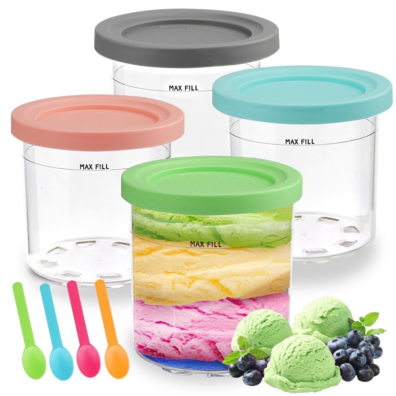 Lot de 4 Récipients à Crème Glacée de Rechange pour Les Sorbetières La Série NC301 NC300 NC299, für Ninja Creami 11-in-1 Eismasc