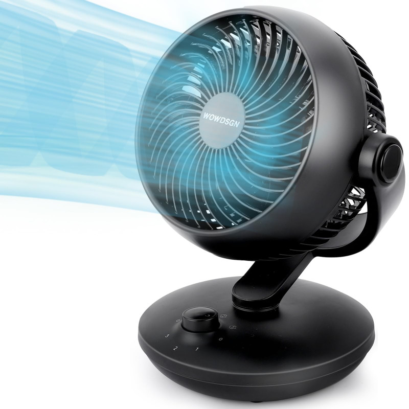 WOWDSGN Ventilateur de Table Silencieux 24dB, Ventilateur Bureau de Circulation d'air Turbo - 80° Oscillation Horizontale - 100°