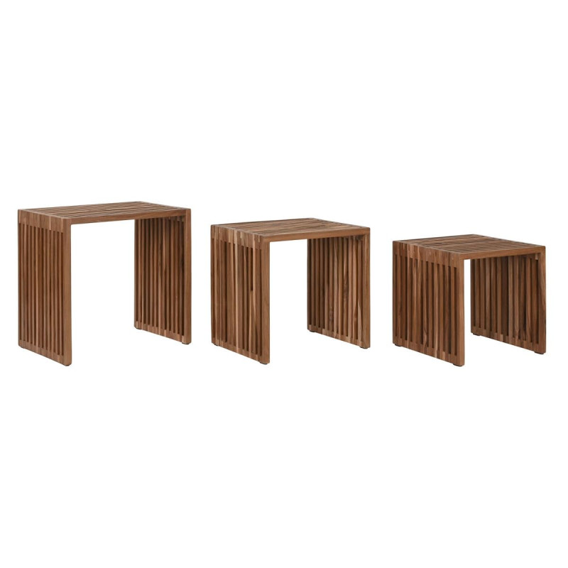 Home ESPRIT Jeu de 3 Tables Naturel Teck 40 x 40 x 40 cm