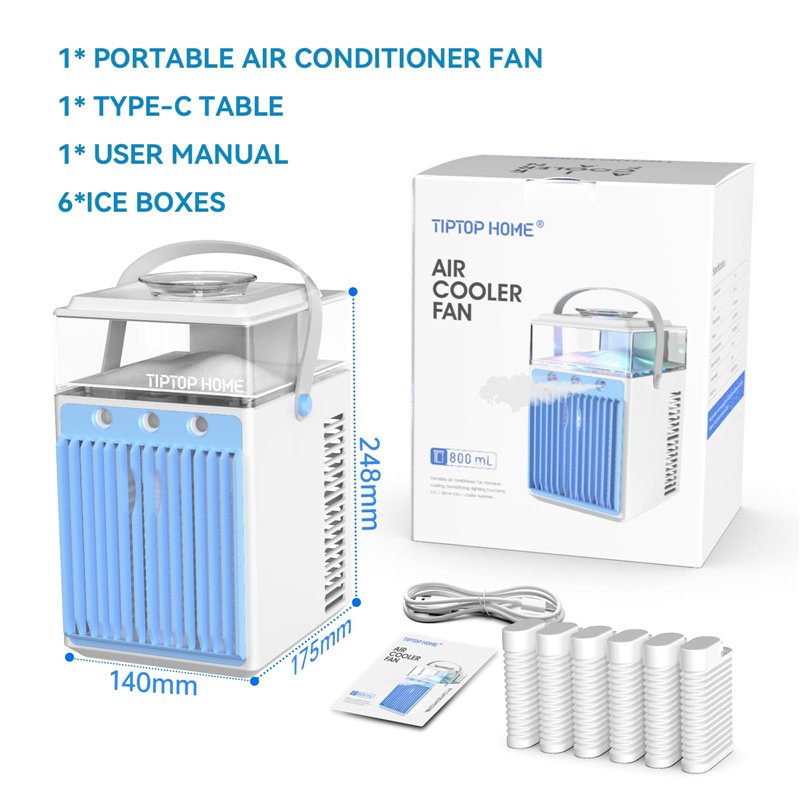 Image secondaire de Refroidisseur d'air Portable, 4 en 1 Rechargeable Mini Climatiseur Portable avec 6 Bacs à Glace, Climatiseur Mobile via App Cont