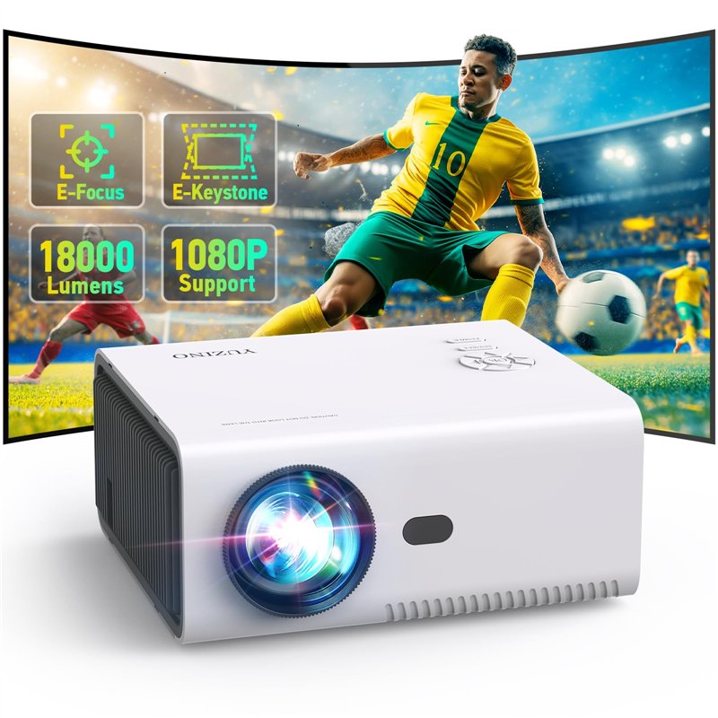 YUZINO Vidéoprojecteur,【Focus Électrique】 18000 Lux 1080P Mini Projecteur Video, 5G WiFi Bluetooth Videoprojecteur 4K Supporté,