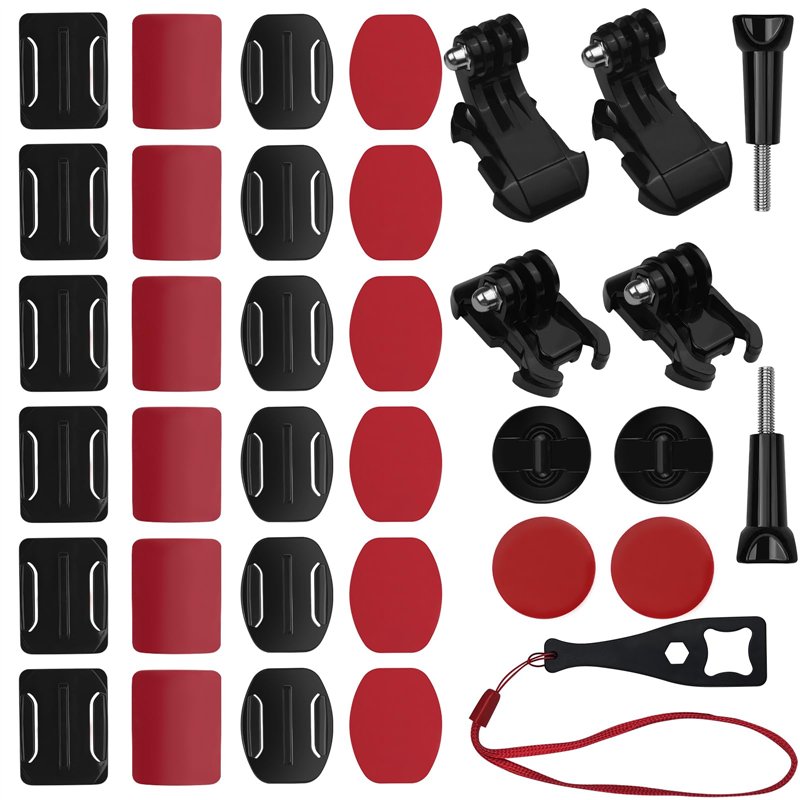 Baxcdyswe 35 Pièces Fixations Adhésives Incurvées et Plates, Support de Fixation pour Casque de Moto, Compatible Gopro Hero 12,