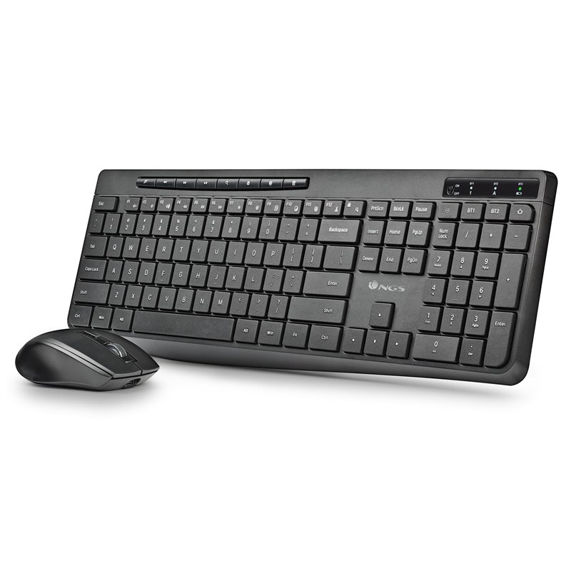 Magic KIT French - Kit Clavier et Souris Silencieux Multifonction Rechargeable, Bluetooth & USB-A, 8 + 12 Touches Multimédia, Ré