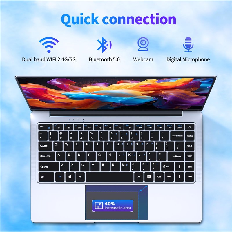 Image secondaire de KUMNOSAL Ordinateur Portable Win11 Pro Celeron J4125 PC Portable, Laptop écran IPS FHD 14,1 Pouces, (8 Go LPDDR4 RAM 256 Go SSD