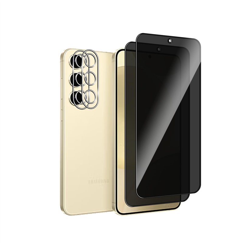 Afikyutu Verre Trempé Anti-Espion pour Samsung Galaxy S24 FE, 2 Pièces Film Protection écran et 2 Pièces Caméra Arrière Protecte