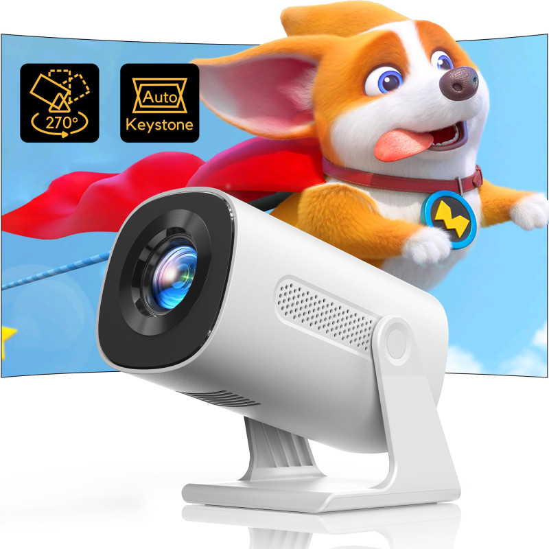 【Auto Keystone/270° Rotation】 Mini Projecteur Bluetooth 1080P Full HD, 15000 Lumens AKIYO O3 Videoprojecteur Portable, Angle 270