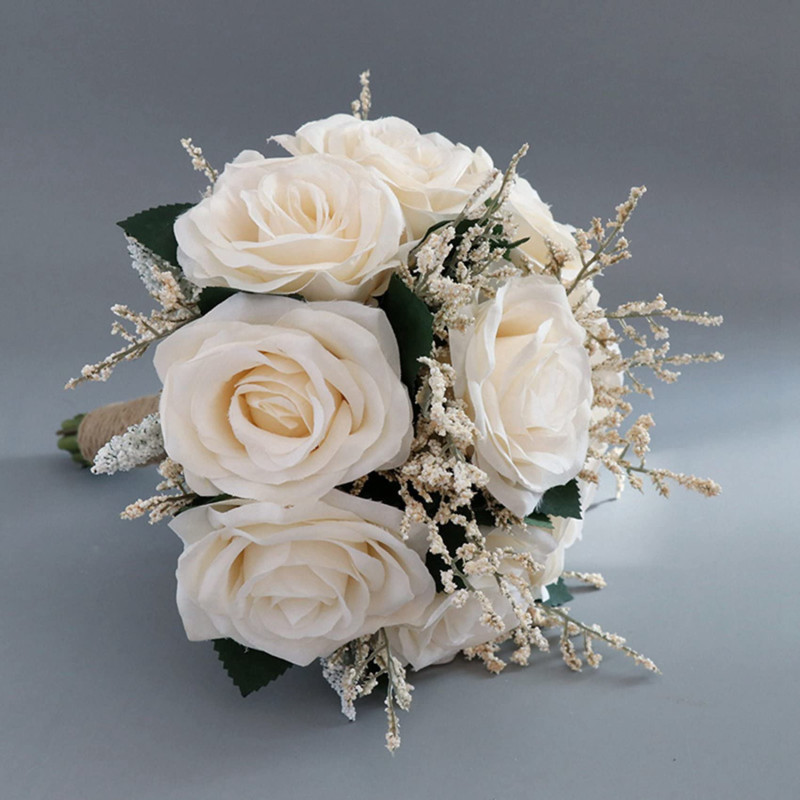 Image secondaire de SAROAD Lot de 4 bouquets de roses artificielles pour mariage, demoiselle d'honneur tenant des fleurs, bouquet de demoiselle d'ho