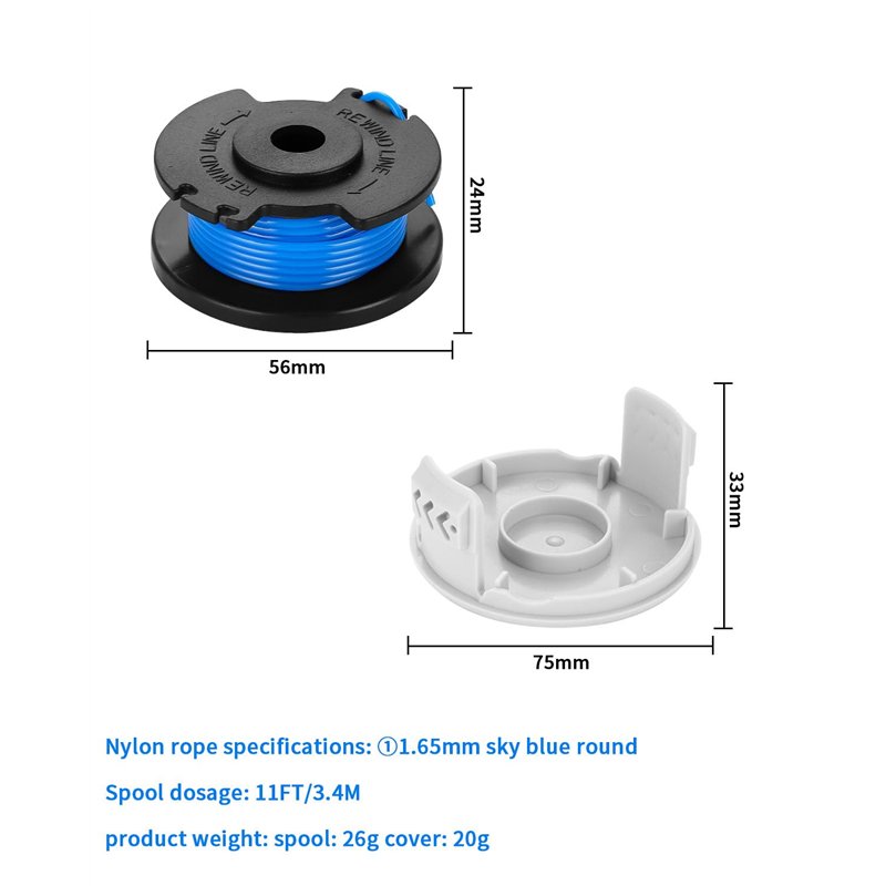 Image secondaire de 18 Pack Bobina per Decespugliatore Ryobi 18v 24v 40v, in Nylon, 2mm Bobina di Filo per Tagliabordi (14 Bobine Tagliaerba,4Copert