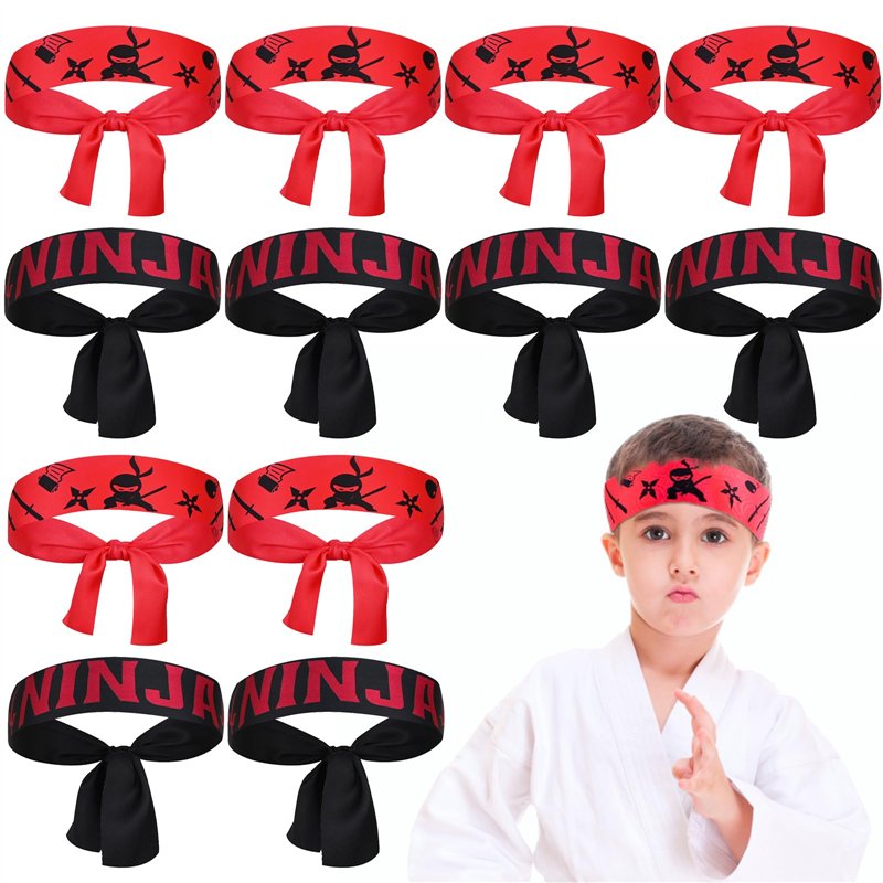 MINISOISO 12 Pièces Bandeau Ninja pour Enfants, Ninjas Bandeau de Fête, Ninja Party Favors, Ninjas Party Bandeaux, Karaté Bandea
