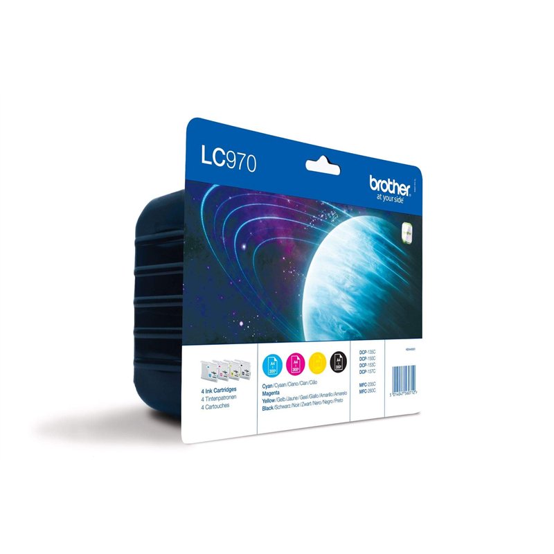 Image secondaire de Brother LC970VALBP | Pack blister de 4 Cartouches d'encre | Noir: 350 pages / Cyan, Magenta, Jaune : 300 pages