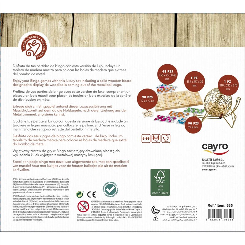 Image secondaire de Cayro - Bingo - + 6 Ans - Modèle Deluxe - Jeu De Société - pour Enfants Et Adultes - Plateau Pliant Et Boules en Bois - Tambour 