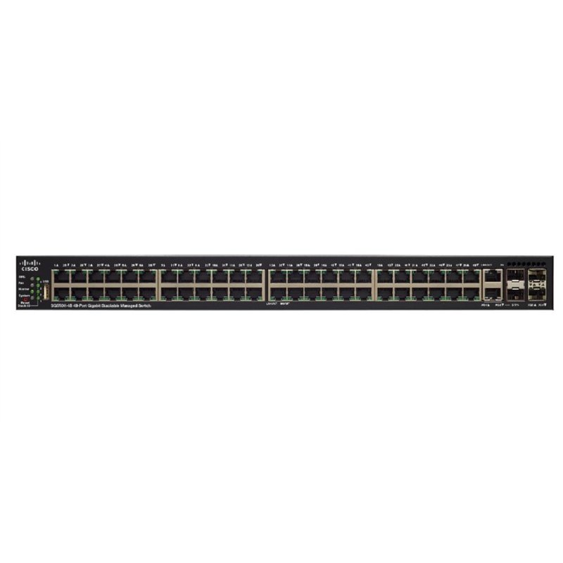 Cisco SF550X-48P Géré L3 Fast Ethernet (10/100) Connexion Ethernet, supportant l'alimentation Via ce Port (PoE) 1U Noir, Gris