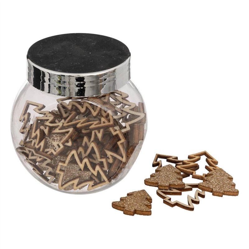 Atmosphera - Accessoires Bocal Forme en Bois Paillettes doré