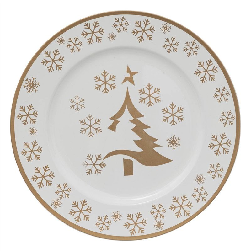 FEERIC LIGHTS & CHRISTMAS - Assiette de présentation colorama de noël d33cm blanc et or